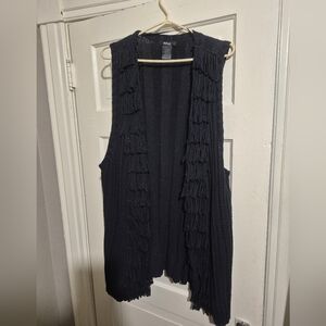 Style & Co. Black Fringe Knit Vest